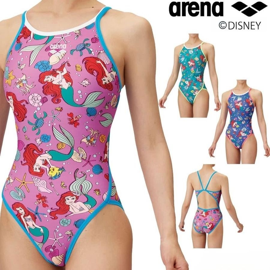 아레나 주니어 여아 오픈백 수영복 디즈니 리틀 머메이드 아리엘 AS5SWM56G, image size:900x900