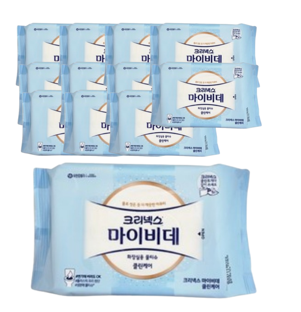 크리넥스 마이비데 클린케어 화장실용 물에녹는 비데 물티슈 리필형 46매 x 12팩