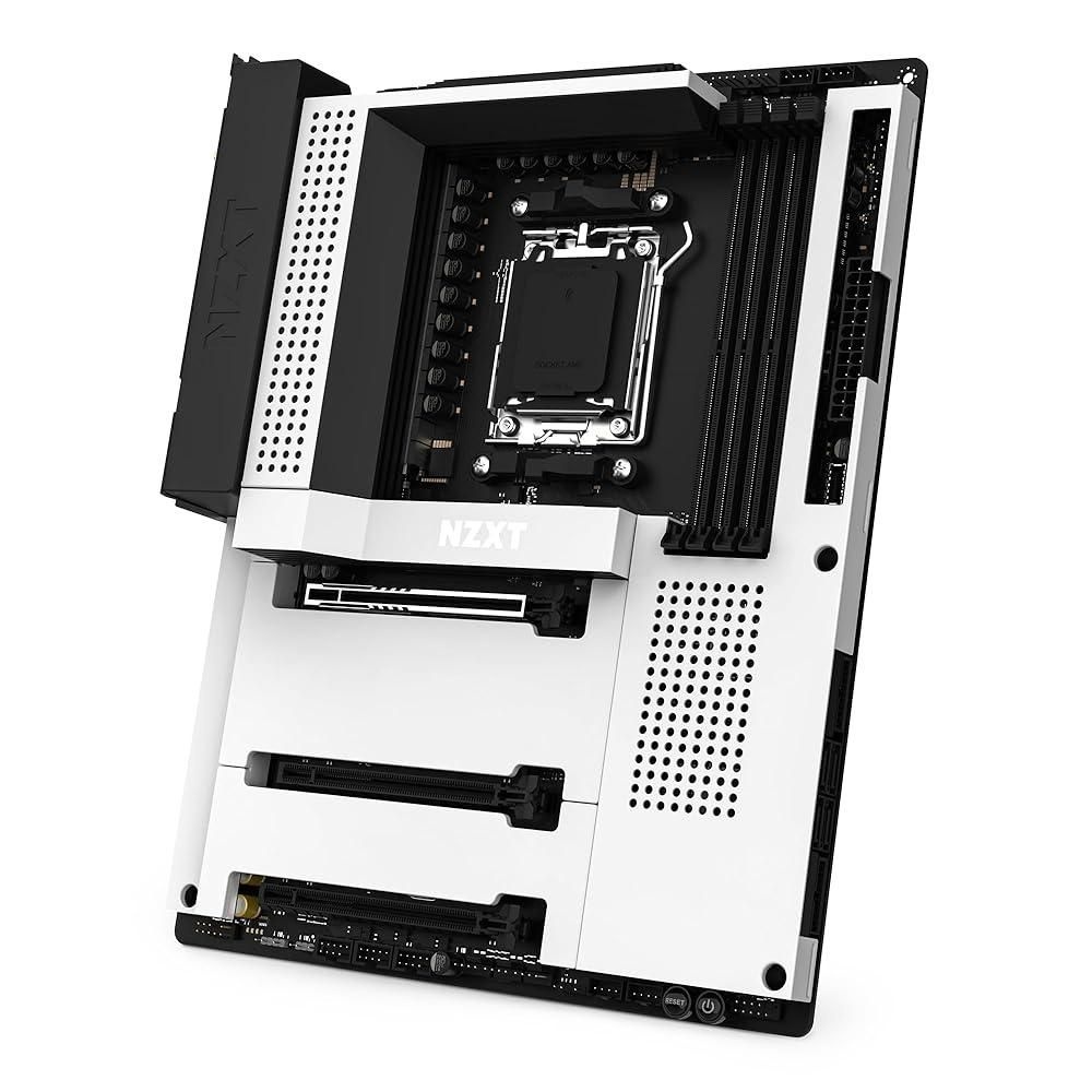 NZXT [해외] NZXT N7 B650E - N7-B65XT-W1 - AMD B650 칩셋 (AMD 7000 시리즈 CPU 지원) - ATX 게이밍 마더보드 - 통합 후면 I/O 쉴드 - Wi-Fi 6 연결