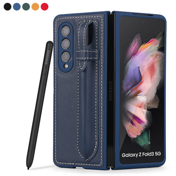 [수나르] 갤럭시Z폴드4 제트 지 펜 슬롯 수납 슬림 리얼 가죽 핸드폰 케이스