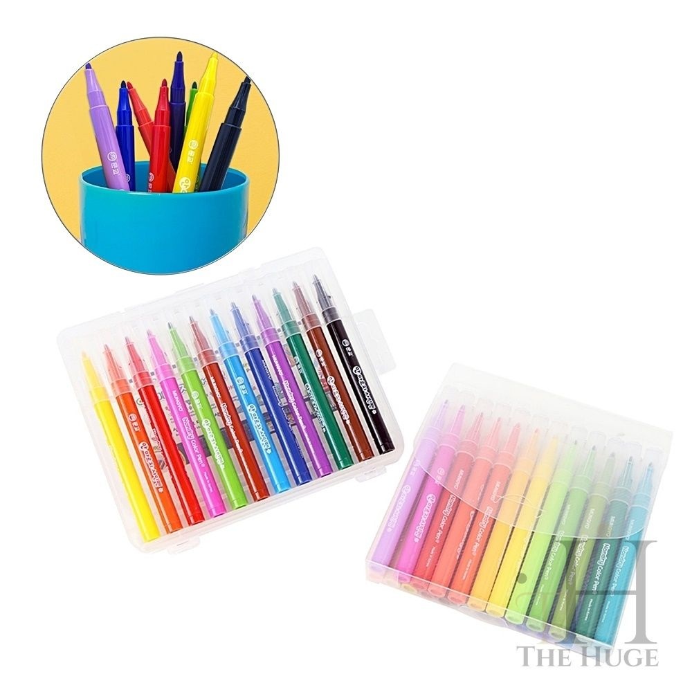 [더휴즈OEM]더휴즈 안마르는 사인펜 컬러 12색 수성싸인펜 수성 유아수성싸인펜