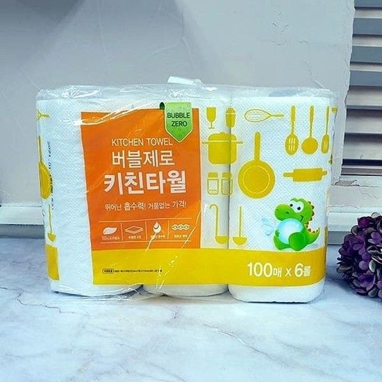 키친타월 버블제로 ABM도매콜 6롤 100매 점보롤휴지 점보롤휴지 주방휴지 주방타월 주방타올