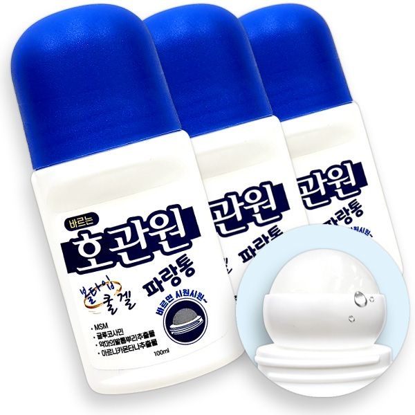 바르는 호관원 파랑통 쿨겔 100ml X3개 물 파스 근육 통 볼타입 스틱형