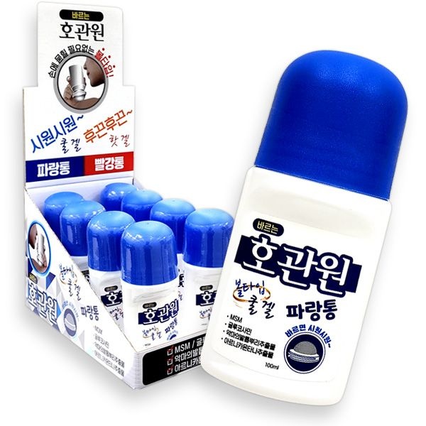 바르는 호관원 파랑통 쿨겔 100ml X8개 볼 타입 스포츠 겔 마사지 크림 근육 통 물 파스 스틱