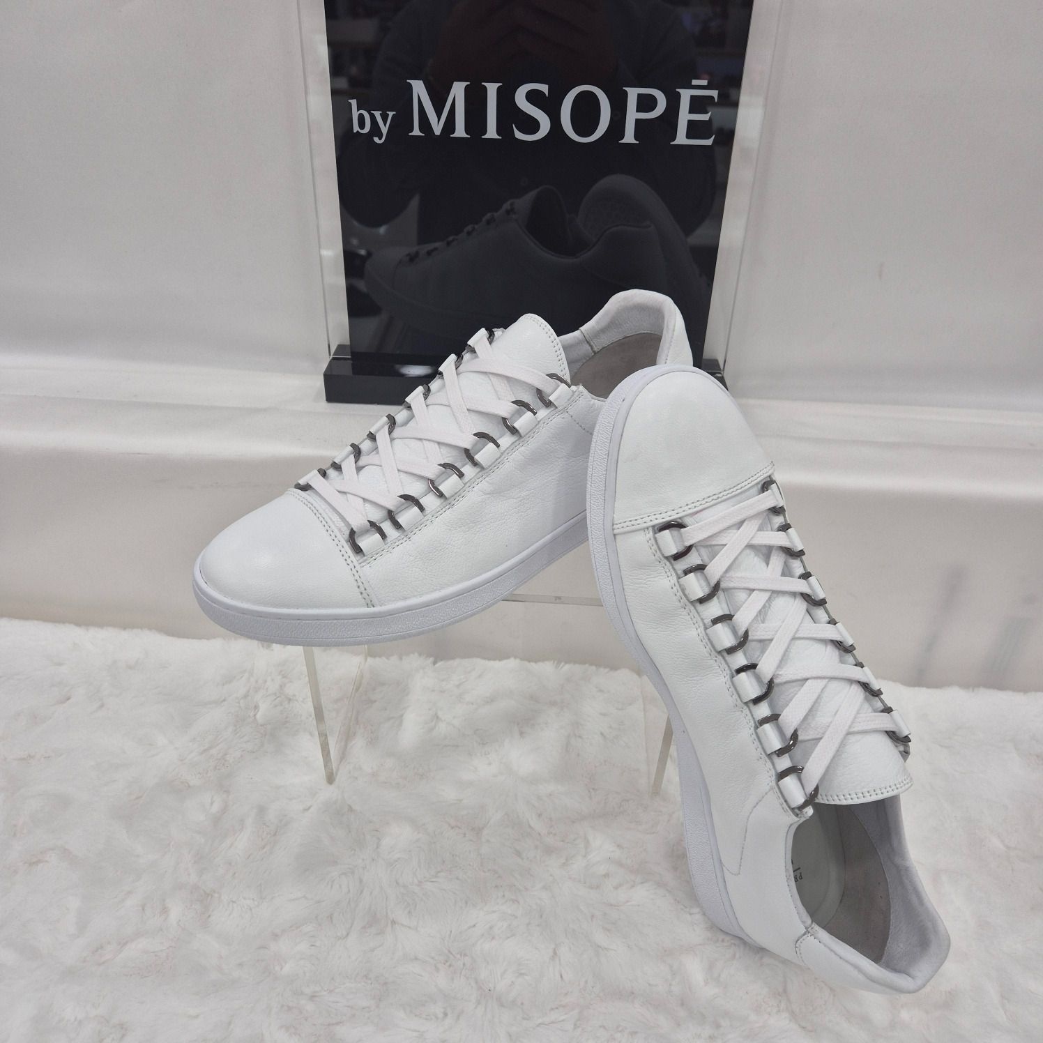 미소페 미소페 [모다아울렛][미소페]By미소페 남성 워싱 레더 심플 스니커즈 121HT910ZP021 WHITE 3 진주점