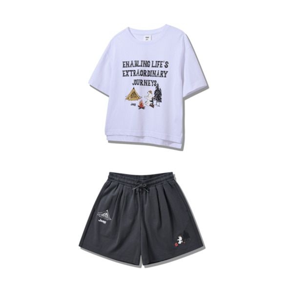 [모다아울렛][지프키즈]25신상 남여공용키즈 익곰 펭귄 5부 반팔 반바지셋업KQ2TSF253953-2_US 울산점