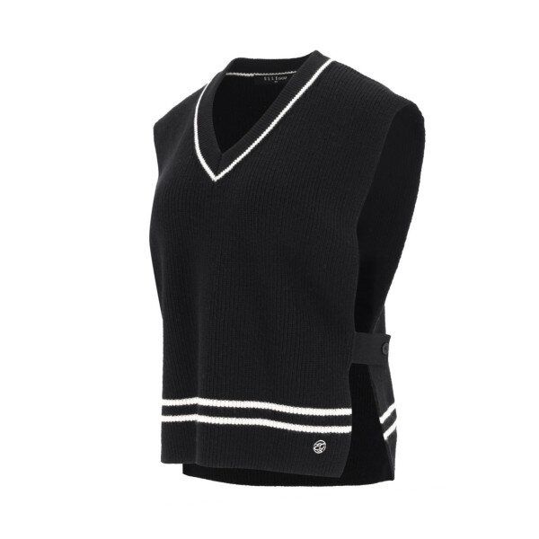 [모다아울렛][엘르골프]사이드 버튼 브이넥 니트 베스트 6K63101-199_SC 순천점