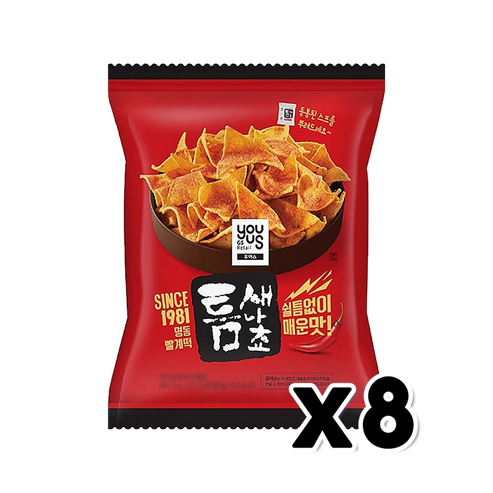 유어스 틈새나쵸 봉지스낵 82g x 8개