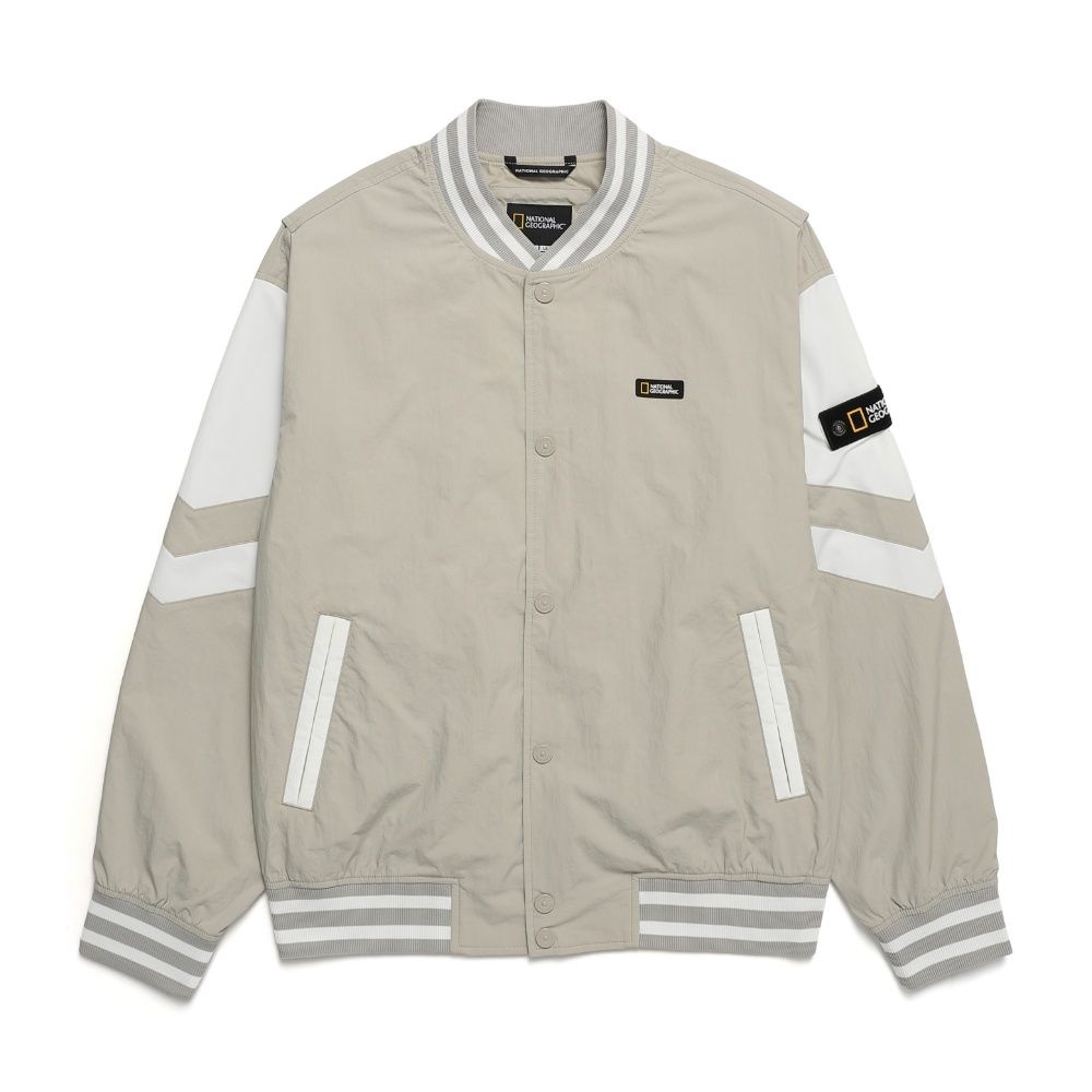 내셔널지오그래픽 [공식] 내셔널지오그래픽 N241MJP902 컬러 배색 바시티 자켓 OAK BEIGE