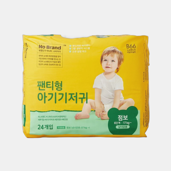 노브랜드 팬티기저귀 남녀공용 점보 24P 2개 위생용품 물티슈 아기 기저귀