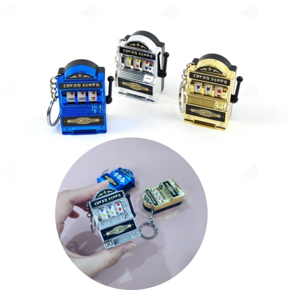 [자체제작]미니 소형 잭팟 슬롯머신 복불복 게임 키링 키홀더 키체인 열쇠고리 백참 장식 금전운 장난감