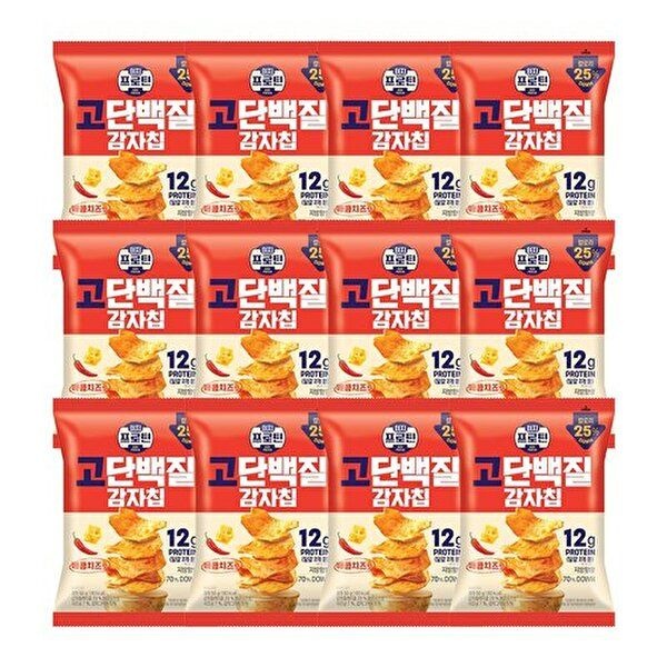 롯데제과(주) [롯데웰푸드]이지프로틴 고단백질 감자칩 매콤치즈맛 50g x 12개