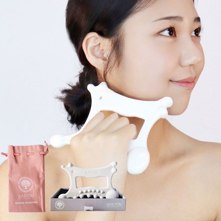 게스통 [게스통] 프리미엄 세라믹 얼굴 괄사 마사지기(파우치세트) 림프순환 승모근 바디 도자기 마사지