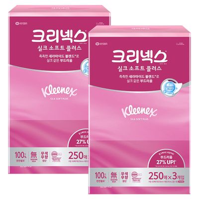 크리넥스 실크소프트 250매x3입 x 2팩 미용티슈 각티슈