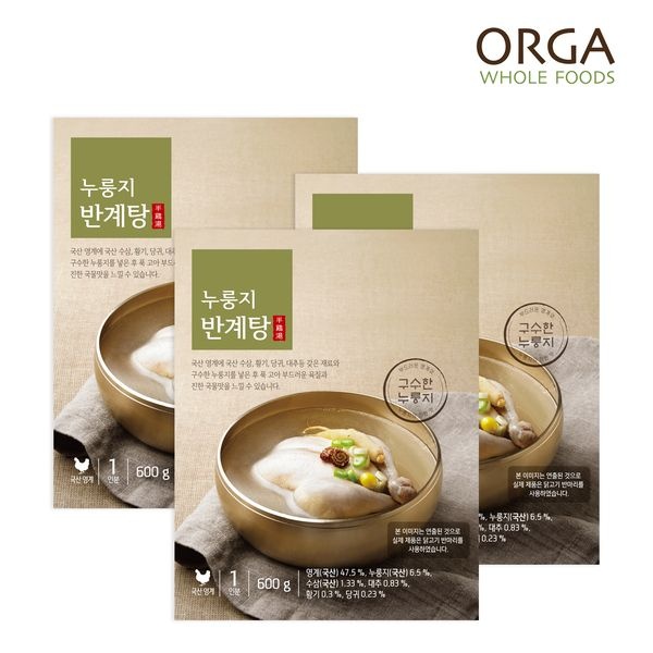 풀무원 [올가] ORGA 누룽지 반계탕(600g) x 3봉