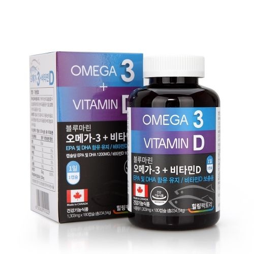힐링팩토리 블루마린 오메가3 비타민D 1300mg x 180캡슐