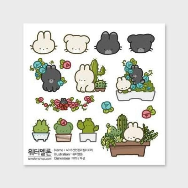 (현대Hmall) 아트박스/워터멜론 선인장과 장미 토끼 투명 A316 예쁜스티커