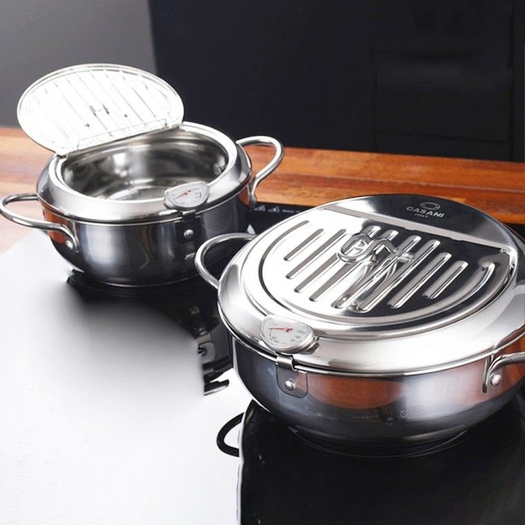 까사니 IH 인덕션 온도표시 스텐 튀김냄비 프라이어팟 튀김기 2size