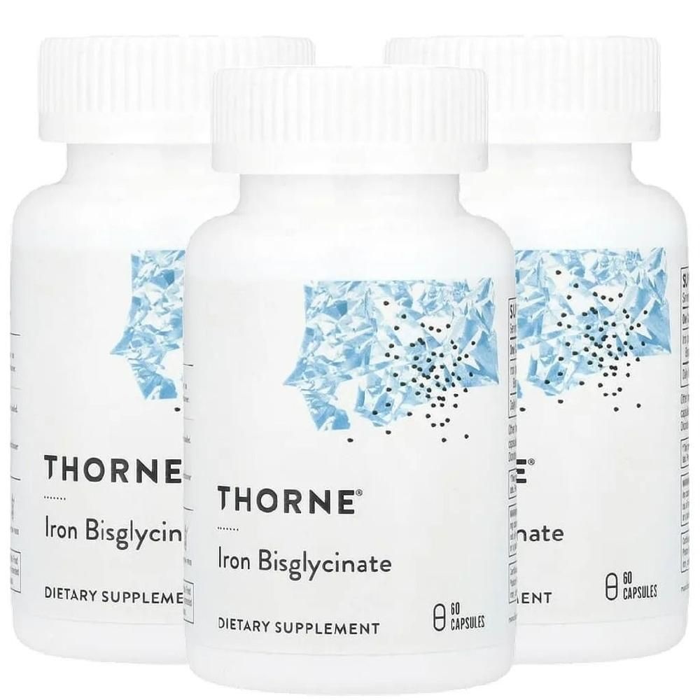 [해외] 쏜리서치 철분 비스글리시네이트 고약사 고흡수 Thorne Iron 25mg 60캡슐 3병