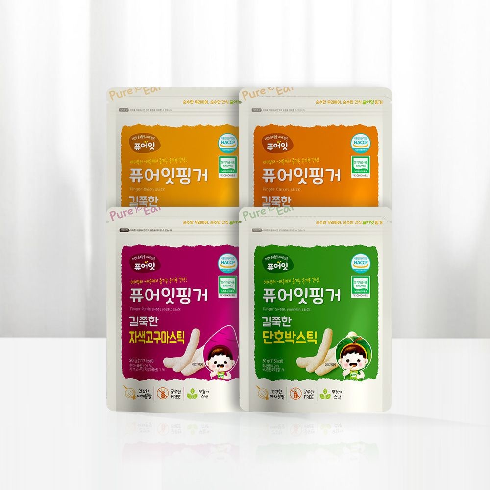 핑거 유기농 아이과자 길쭉한 야채스틱 4종세트 아기 간식