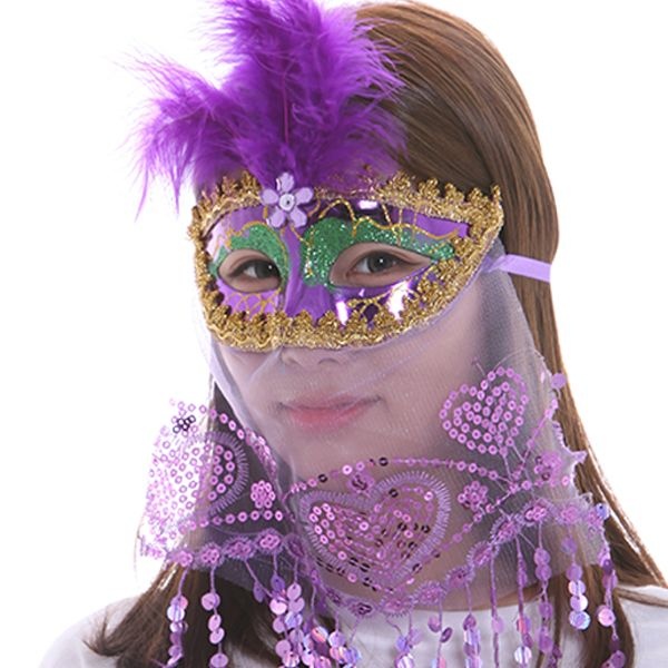 파티공구 베네치아가면 가면무도회 눈가면 베일 반가면 퍼플