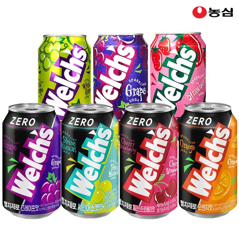 [농심][딜크릿]웰치 소다 7종 355ml 24캔/48캔 [제로/딸기/포도/청포도/샤인머스캣/체리스트로베리/오렌지] : 롯데ON