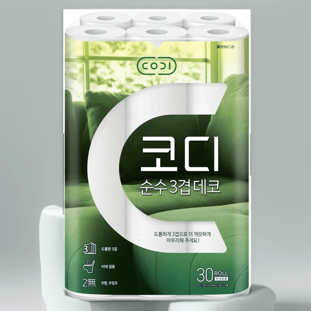 코디 순수 3겹 데코 화장지 30롤 30m 두루마리 휴지 가성비