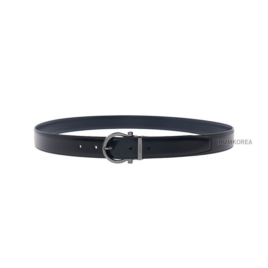살바토레 페라가모 라벨루쏘  FW25 남성 프리커팅 간치니 벨트 67 0302 NERO BLUE MARINE 0767704