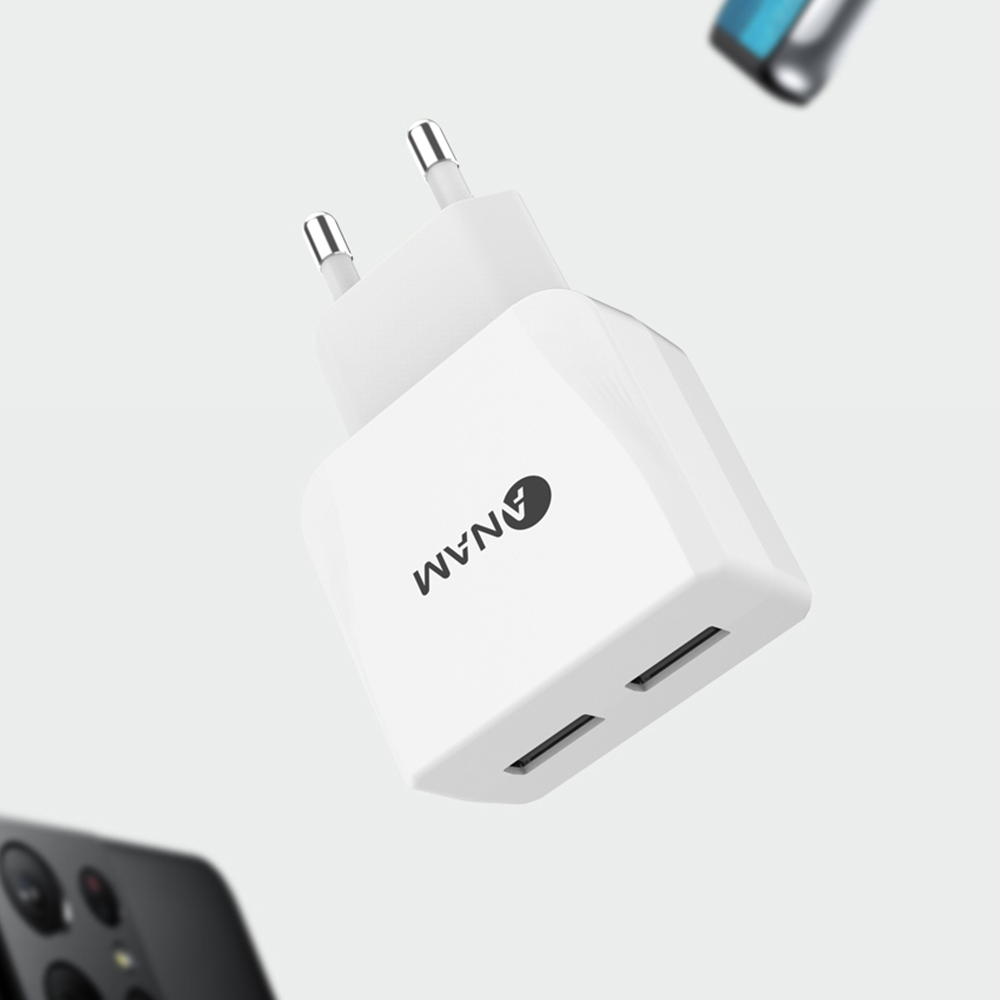 [오늘출발] 아남 2.1A USB 2포트 충전기 화이트 급속 고속 가정용 멀티 어댑터