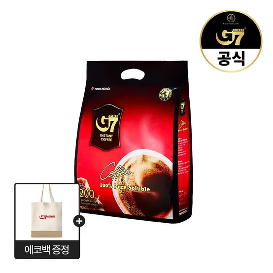 [앱쁠딜] G7 베트남 블랙커피 2g 200개입 + 에코백 증정 등 2종 모음