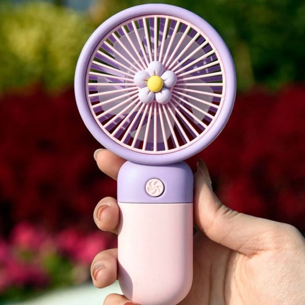 귀여운 선풍기 플라워 미니 휴대용 무선 손풍기 스트랩 휴대용 USB 충전