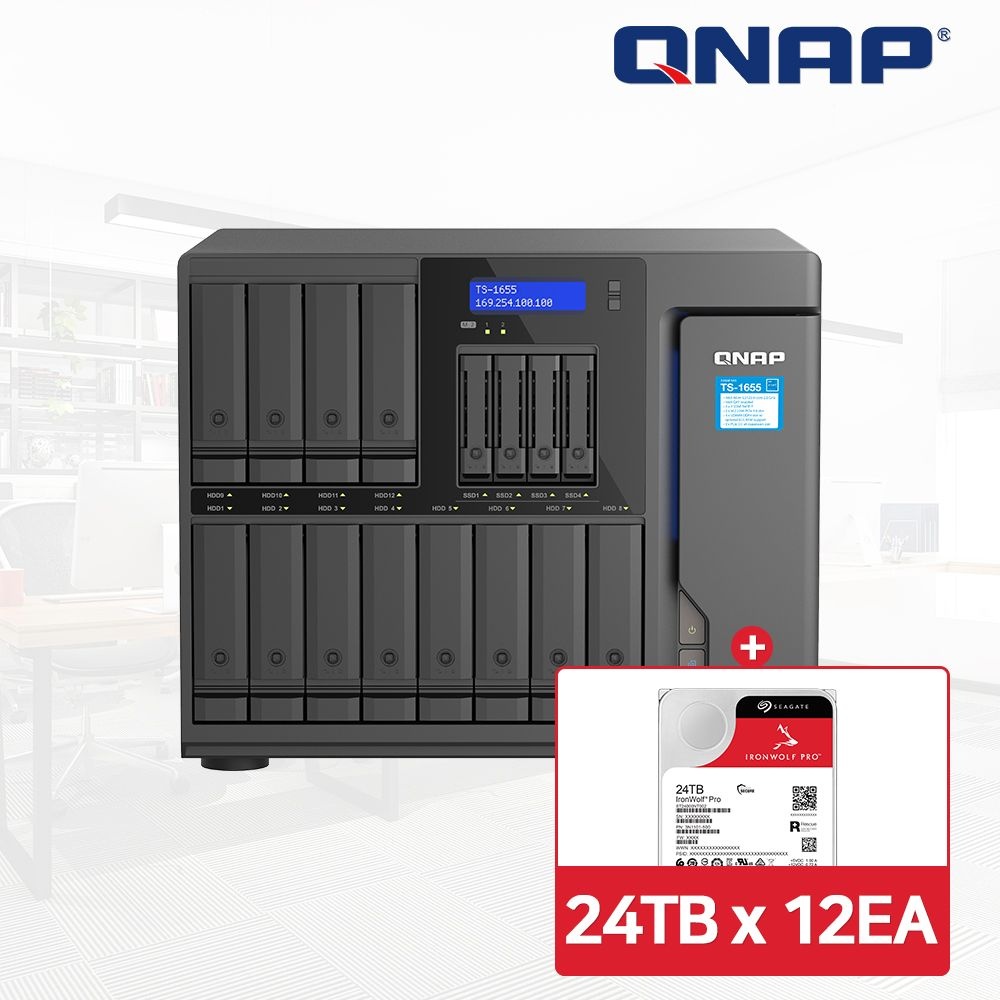 [오늘출발] QNAP TS-1655-8G NAS 16베이 아이언울프프로 288TB [24TBx12] HDD 포함