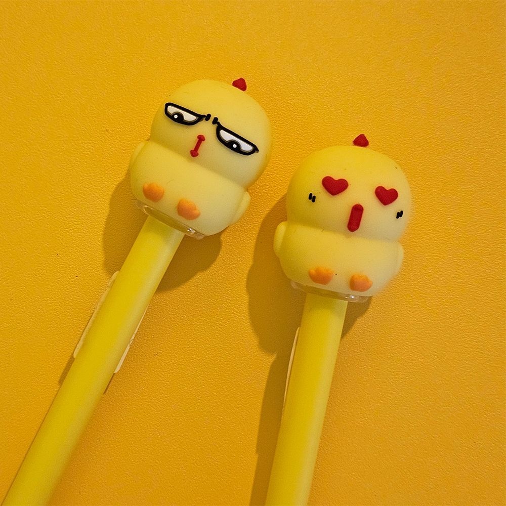 악동 치킨 병아리 캡 캐릭터 인형 볼펜 문구 2Colors