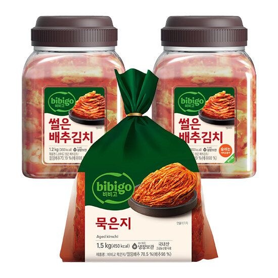 [TV상품]lTVl비비고 묵은지 1.5KG+썰은배추김치 1.2KG(용기) 2개