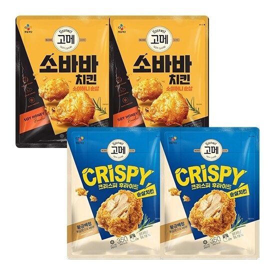 CJ제일제당 고메 소바바 소이허니 순살 375G X 2 + 고메 크리스피 후라이드 순살치킨 350...
