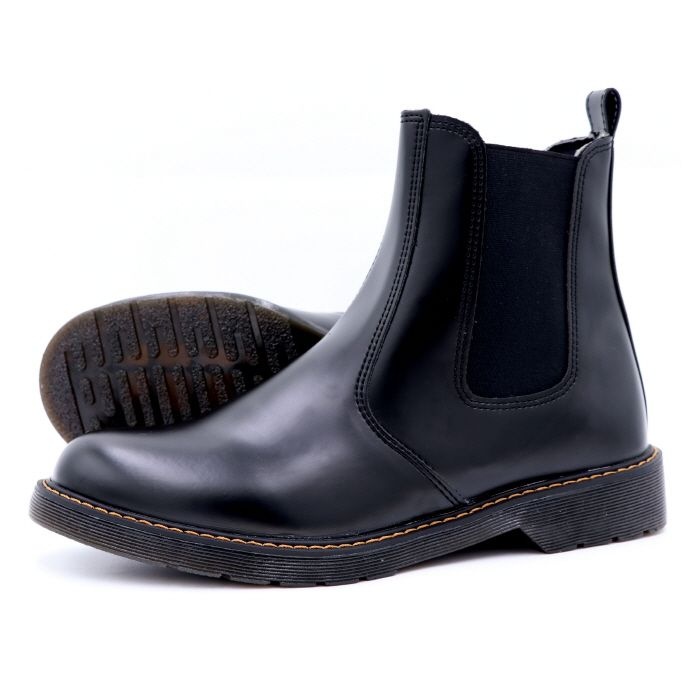 크리테오2 남성용 기본 4cm 라운드 워커형 첼시 밴딩 부츠 블랙