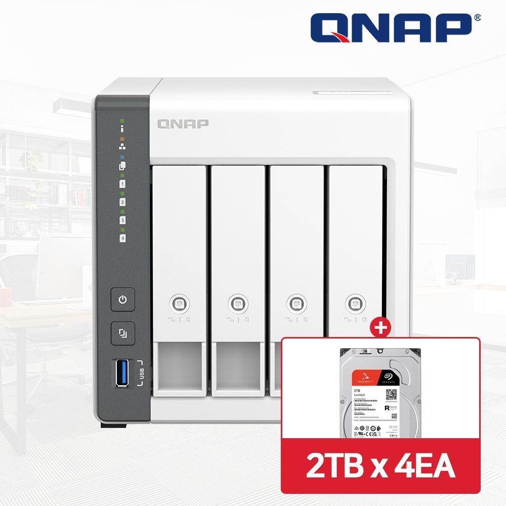 QNAP TS-433-KR NAS 4베이 아이언울프 8TB [2TBx4] HDD 포함