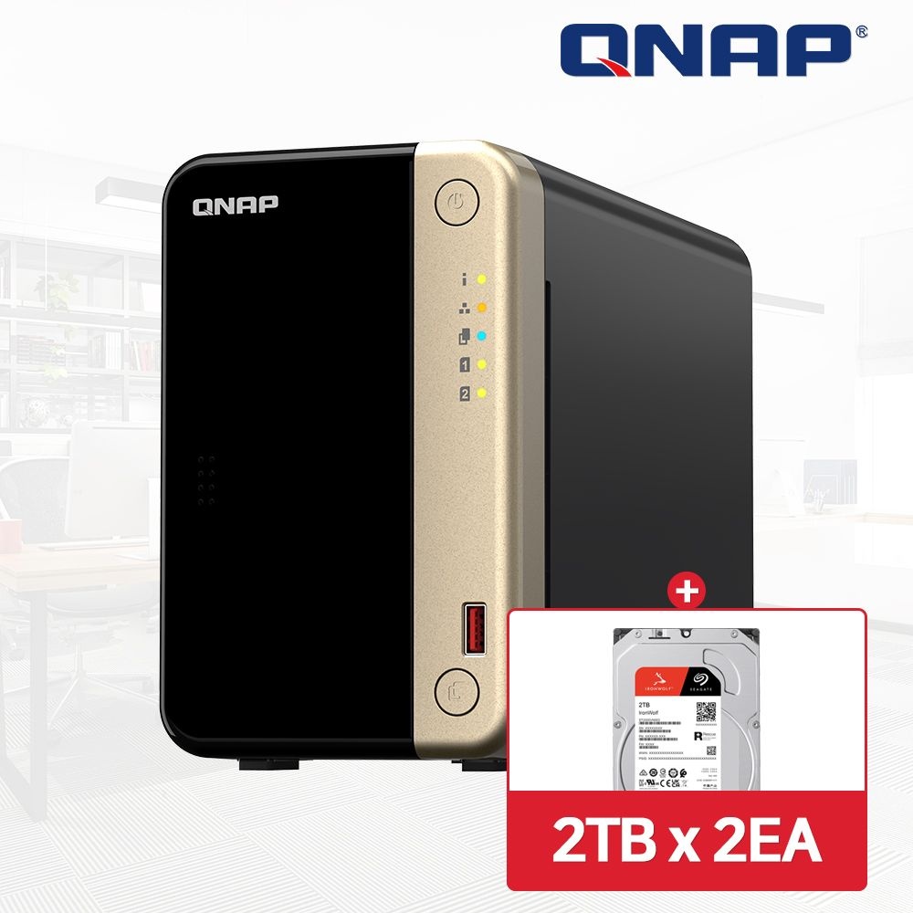 QNAP TS-264-4G-KR NAS 2베이 아이언울프 4TB [2TBx2] HDD 포함