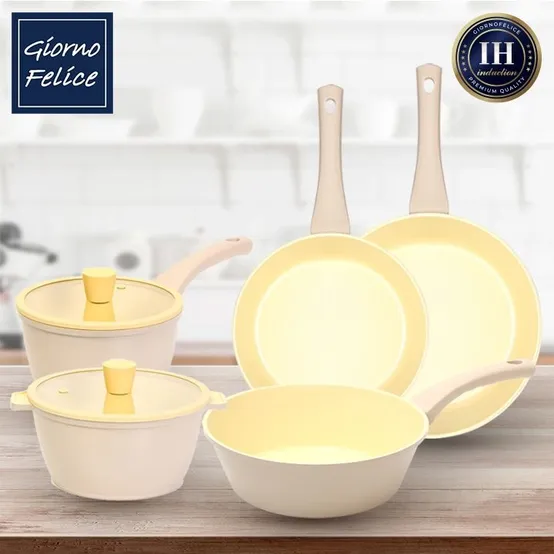 IH 하모니 멀티 프라이팬 24cm+28cm+웍팬 28cm+냄비 2종(편수 18cm+양수 20cm) GF-IM48WS8P0