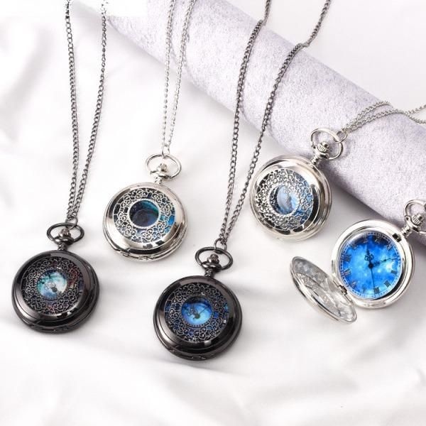 [해외] 회중시계 쿼츠 엔틱 클래식 워치 레트로 체인 아날로그 포켓