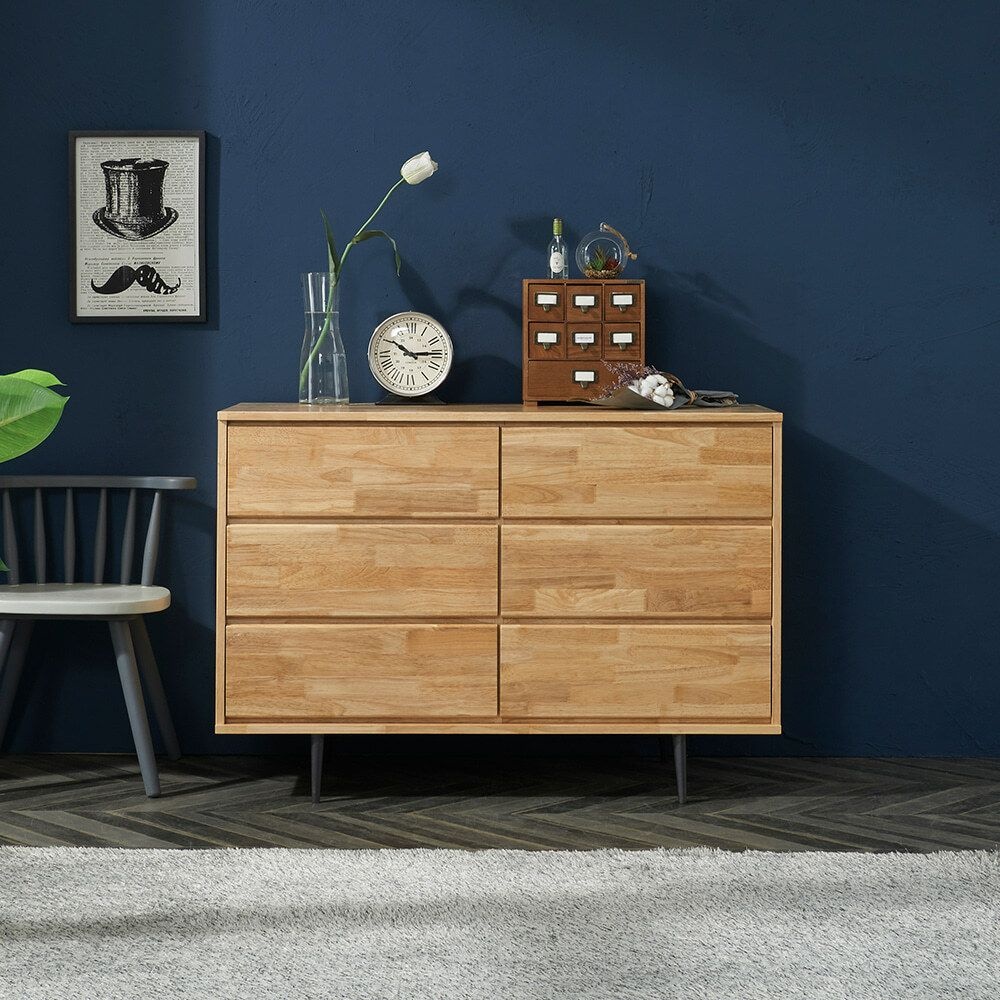 우아미가구 (현대Hmall) 우아미가구 모인 고무나무 원목 3단 와이드 서랍장