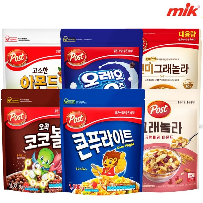 포스트 베스트 시리얼 모음전 2개/4개구성 [콘푸라이트/오곡코코볼/아몬드후레이크/그래놀라/크랜베리] (포스트 콘푸라이트600g x 4개)