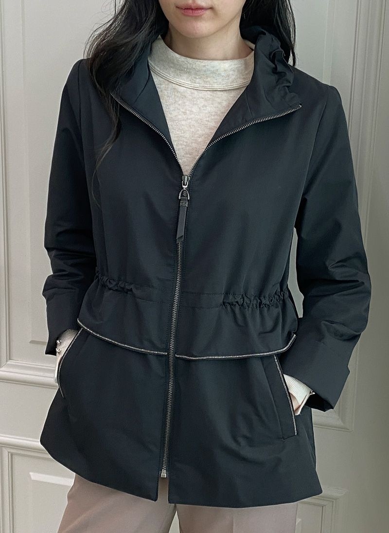 시크온미협력사 여성 30 40대 미시 금번줄 허리 스트링 가을 야상 사파리자켓 여행룩