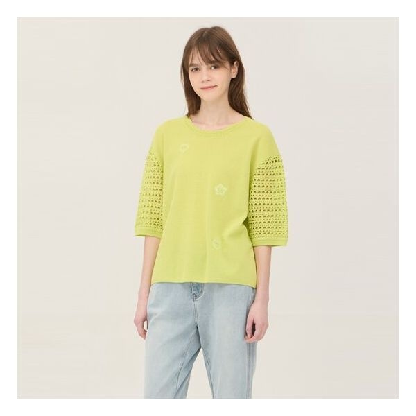 베네통 베네통 메쉬 슬리브 비딩 니트_BAKP70531YG 245366