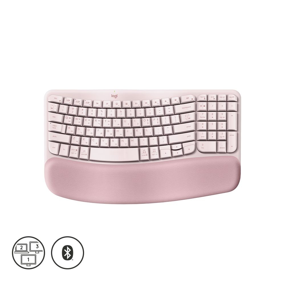 로지텍 웨이브 키즈 WAVE KEYS 인체공학 사무용 무선 키보드 핑크