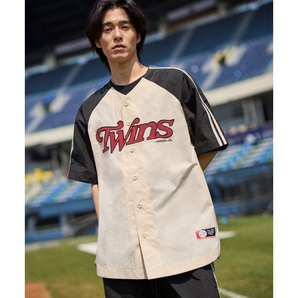 1993스튜디오 1993STUDIO LG트윈스x1993스튜디오 베이스볼 우븐 유니폼 셔츠 블랙