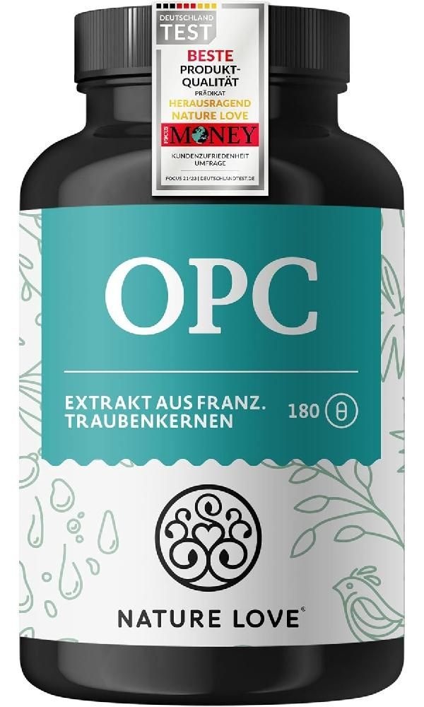 독일 NATURE LOVE OPC 포도씨 추출물 일일 복용량당 800mg 비타민 C 함유 180 캡슐