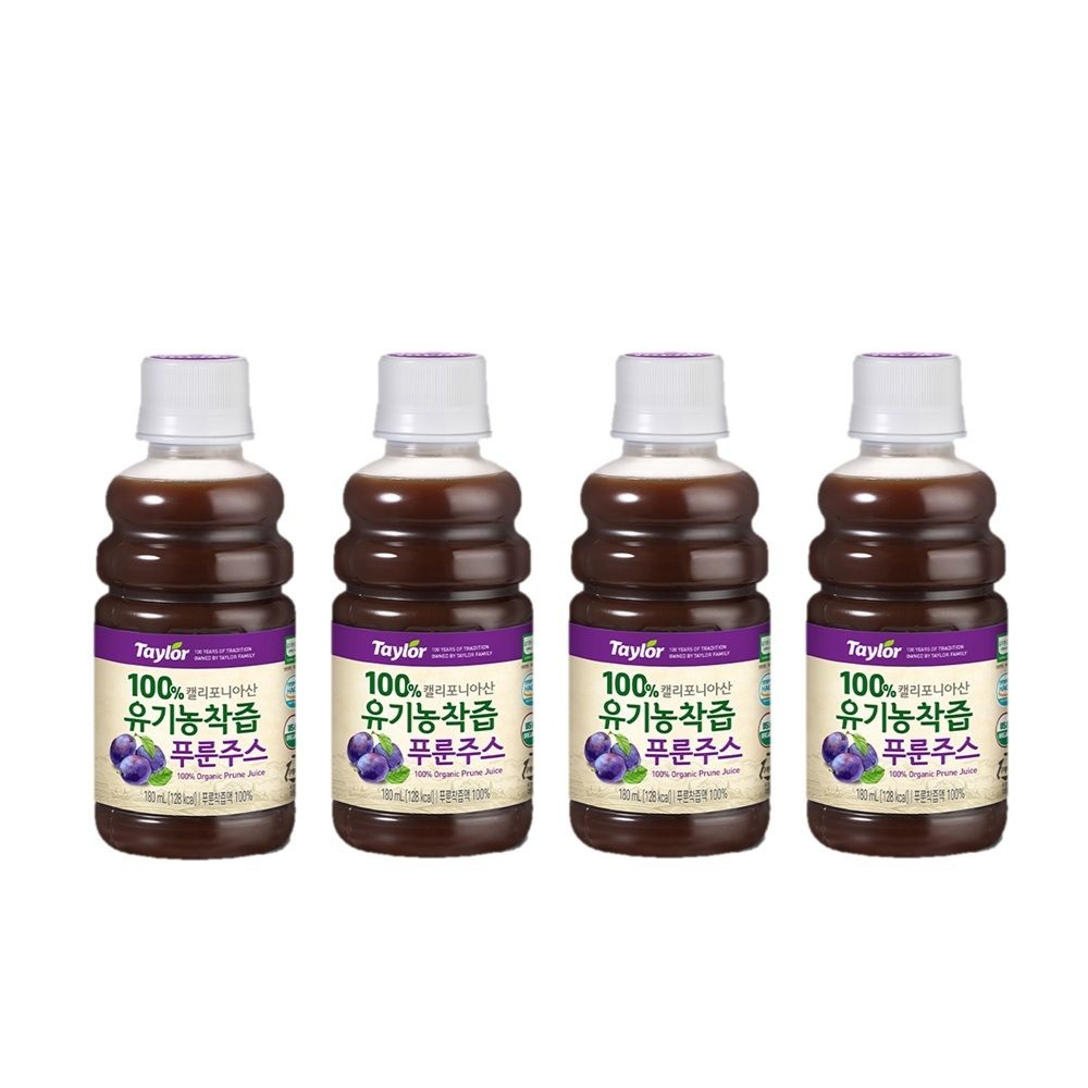 테일러푸룬 공식 유기농착즙 푸룬주스 180ml x 4병