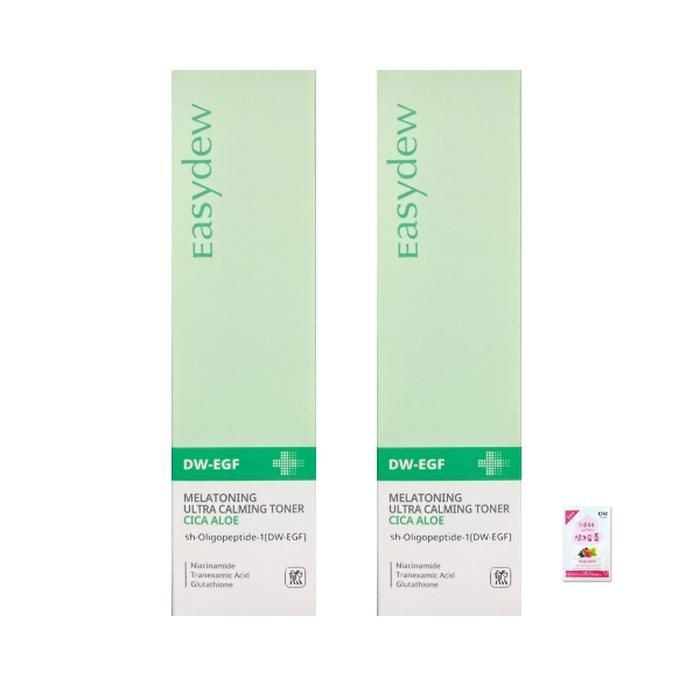 [이지듀]  대웅제약 DW 이지듀 멜라토닝 울트라 카밍 토너 시카 알로에 130ml x 2병 + 폼클렌징(3ml)
