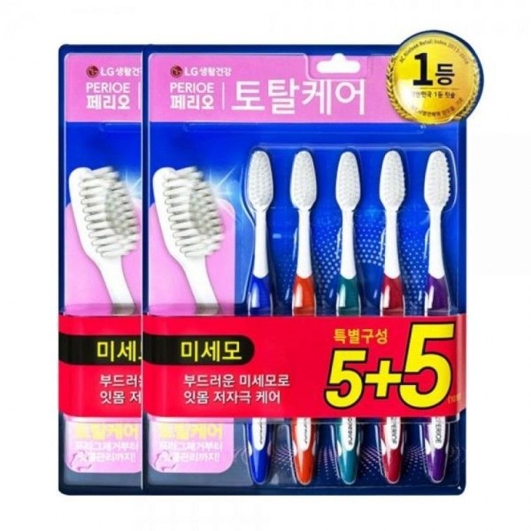 칫솔10P 페리오 토탈케어미세모 잇몸케어 부드러운 대용량 저자극 가족칫솔-토탈케어.잇몸관리.프라그제